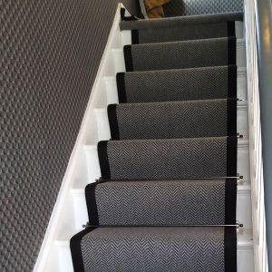 Domestic carpet installation on stairs